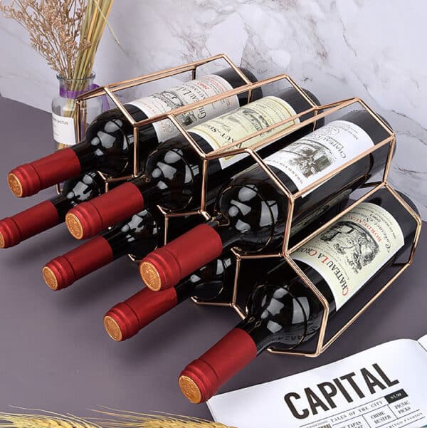 Rose02 porte bouteille en metal rose