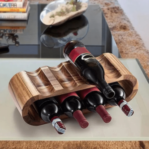 Range bouteilles en bois d'acacia pour 8 bouteilles